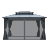 10X13ft Patio Gazebo with Netting & Curtains, Black