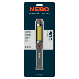 NEBO Franklin Swivel Taskbar 500 Lumen COB Work Light and Flashlight with 7 Light Modes, Great for Emergencies and Signaling, Grey