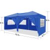 10'x20' EZ Pop Up Canopy Outdoor Portable Party Folding Tent with 6 Removable Sidewalls + Carry Bag + 4pcs Weight Bag